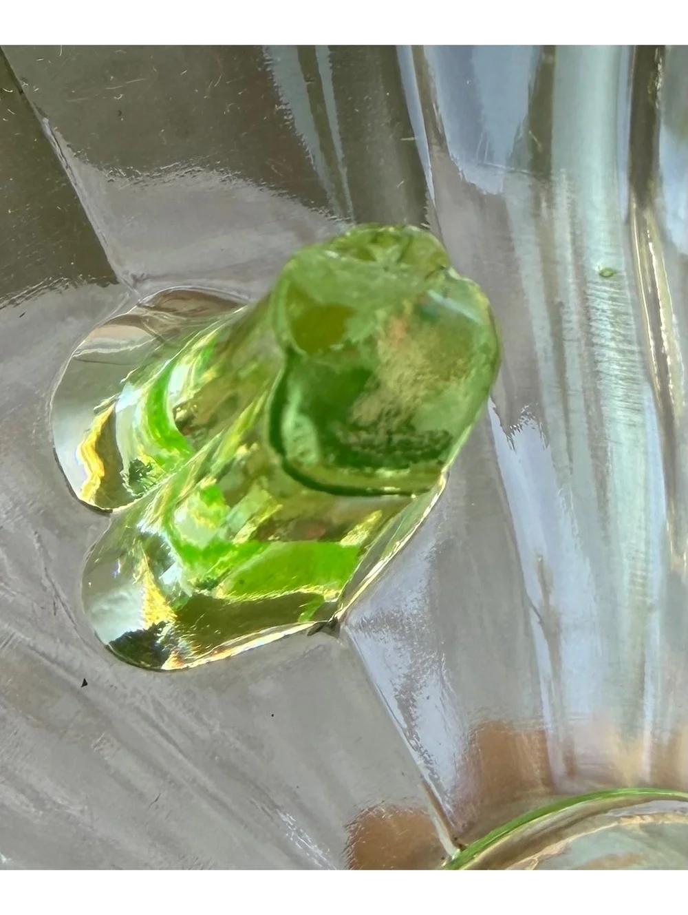 Uranium Glass 3-Footed Scalloped Bowl Vaseline Green Depression *Read Chip